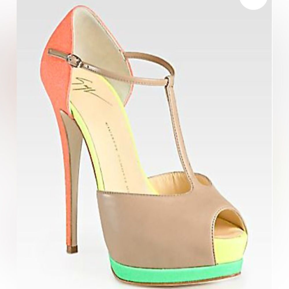 Giuseppe Zanotti tri color platform heel size 38 US 8